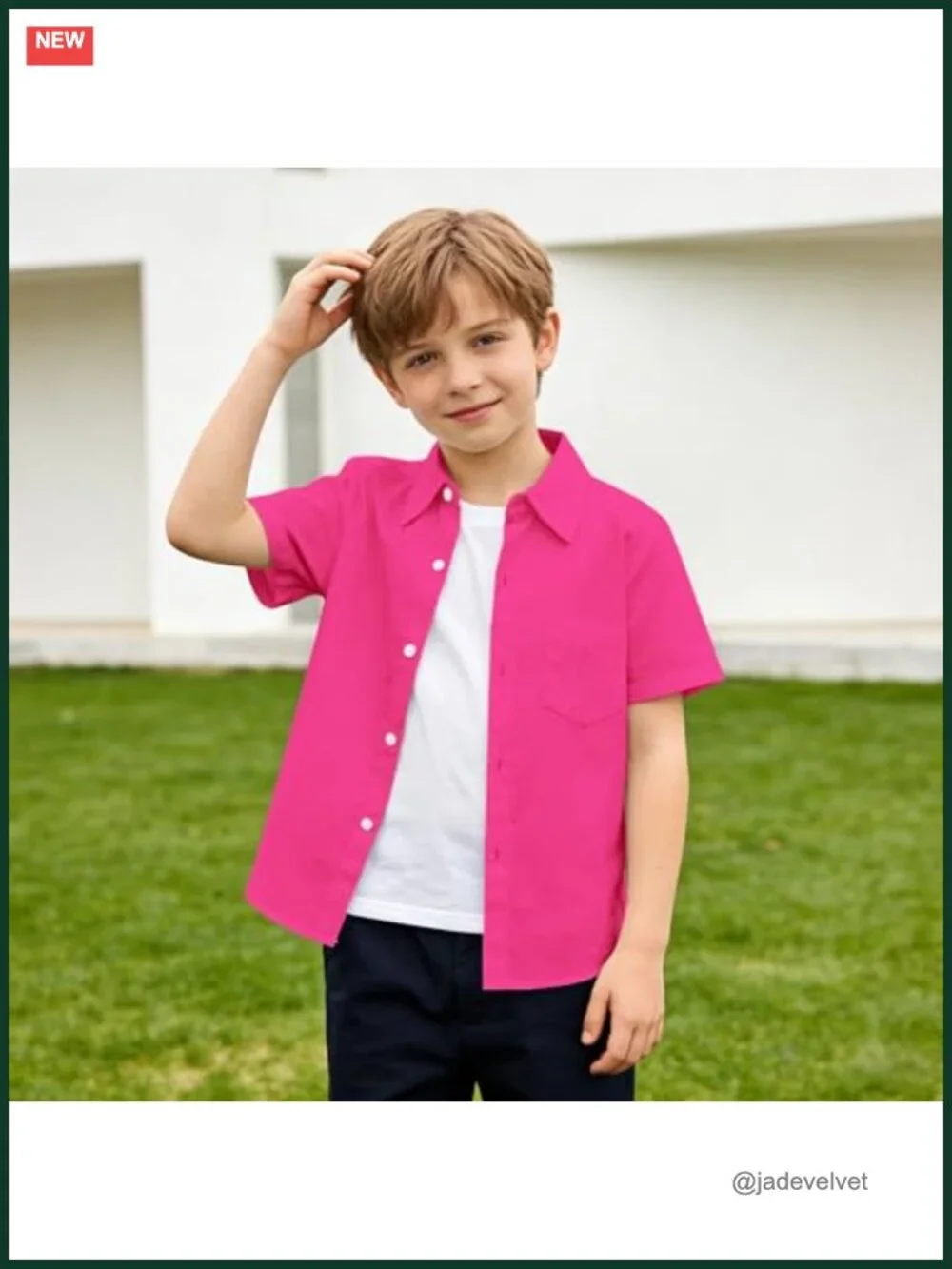 100% Cotton Short Sleeve Dress Shirt Boys School Uniform Button Down